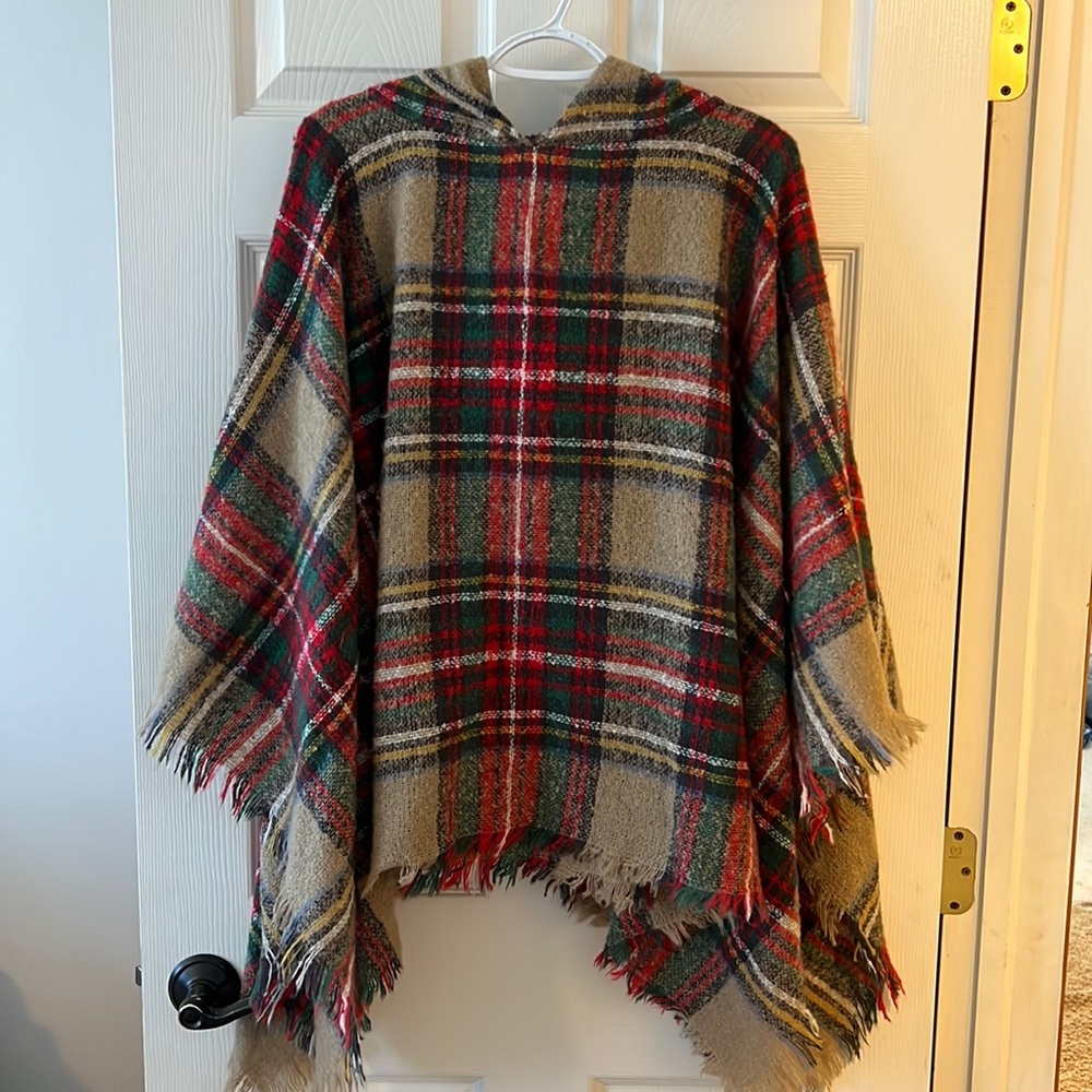 Plaid poncho